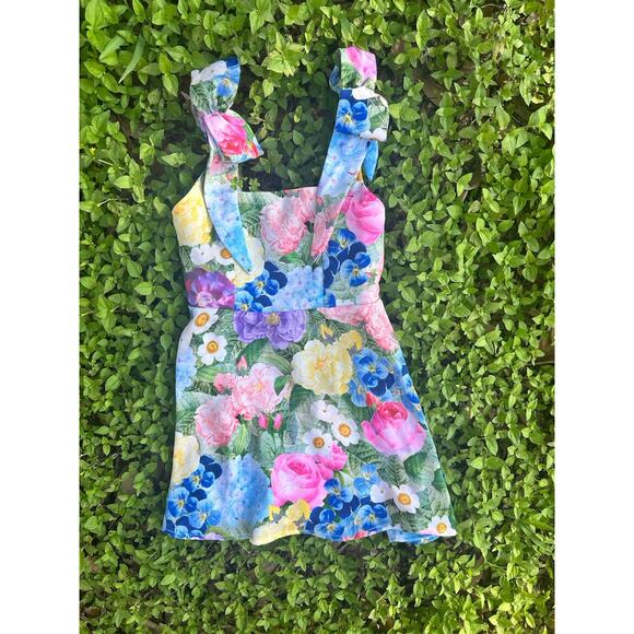 Show Me Your Mumu Mini Girls Floral Dress With Bows Size 2T - Picture 1 of 4